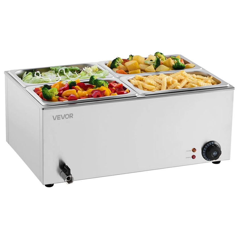 VEVOR Commercial Electric Food Warmer 4-Pan Countertop Buffet 15.9QT Bain Marie
