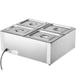 VEVOR Commercial Electric Food Warmer Countertop Buffet 4*8Qt Pan Bain Marie