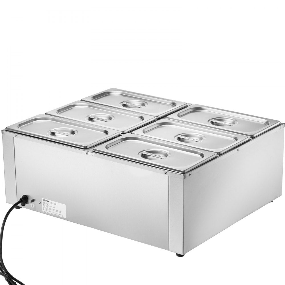VEVOR Commercial Electric Food Warmer Countertop Buffet 6*5Qt Pan Bain Marie
