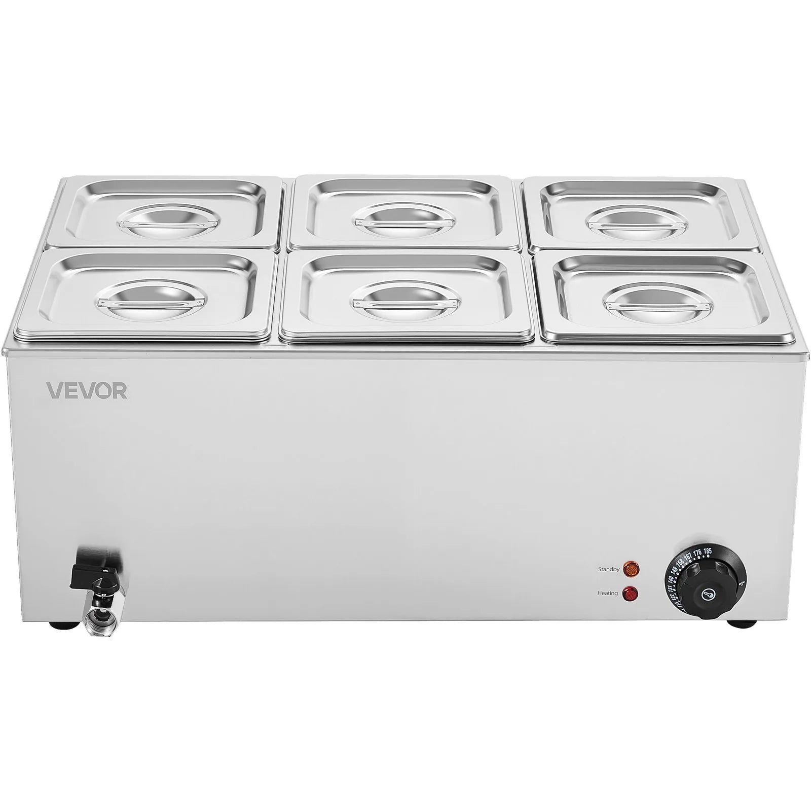 VEVOR Commercial Electric Food Warmer 6-Pan Countertop Buffet 14.3QT Bain Marie