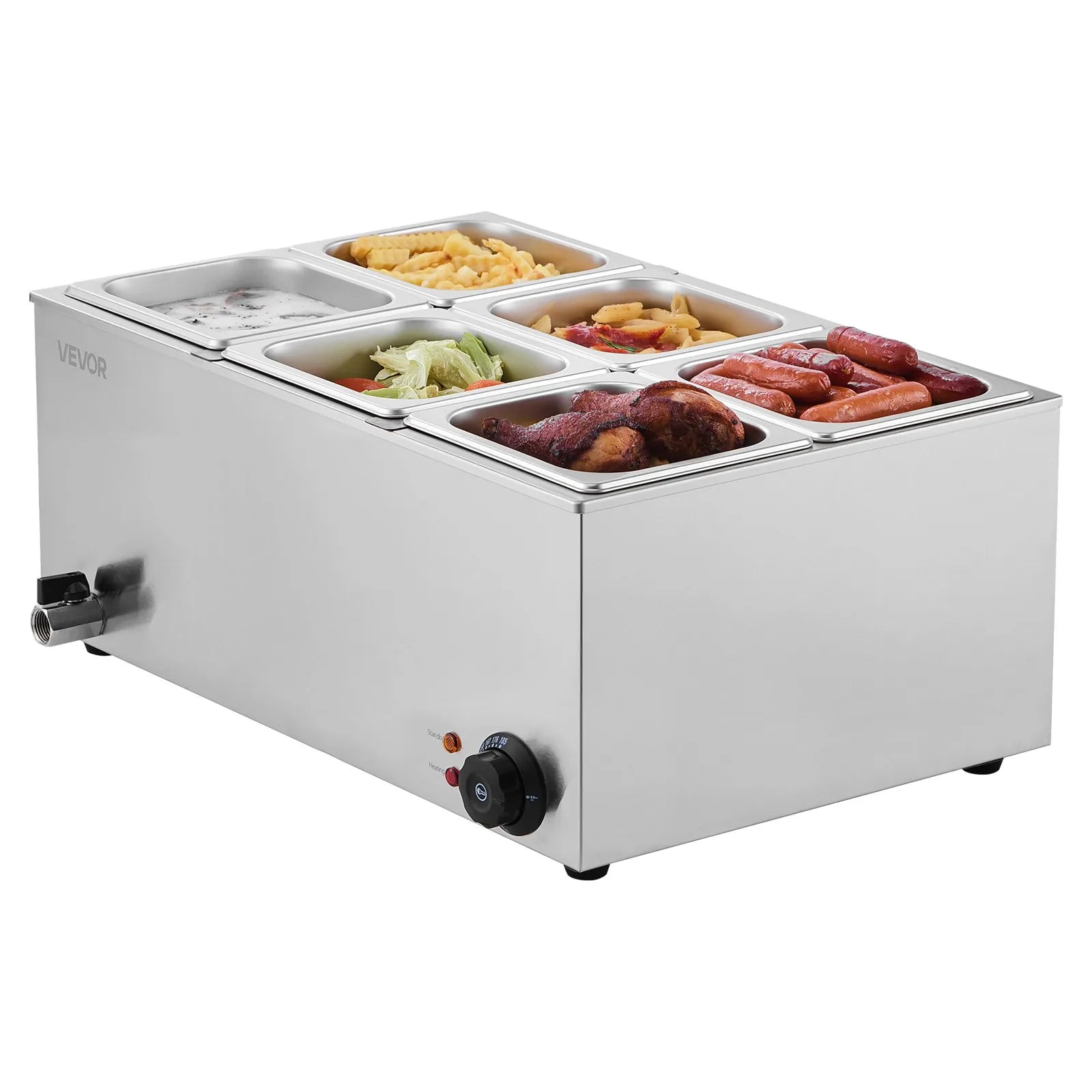 VEVOR Commercial Electric Food Warmer 6-Pan Countertop Buffet 14.3QT Bain Marie