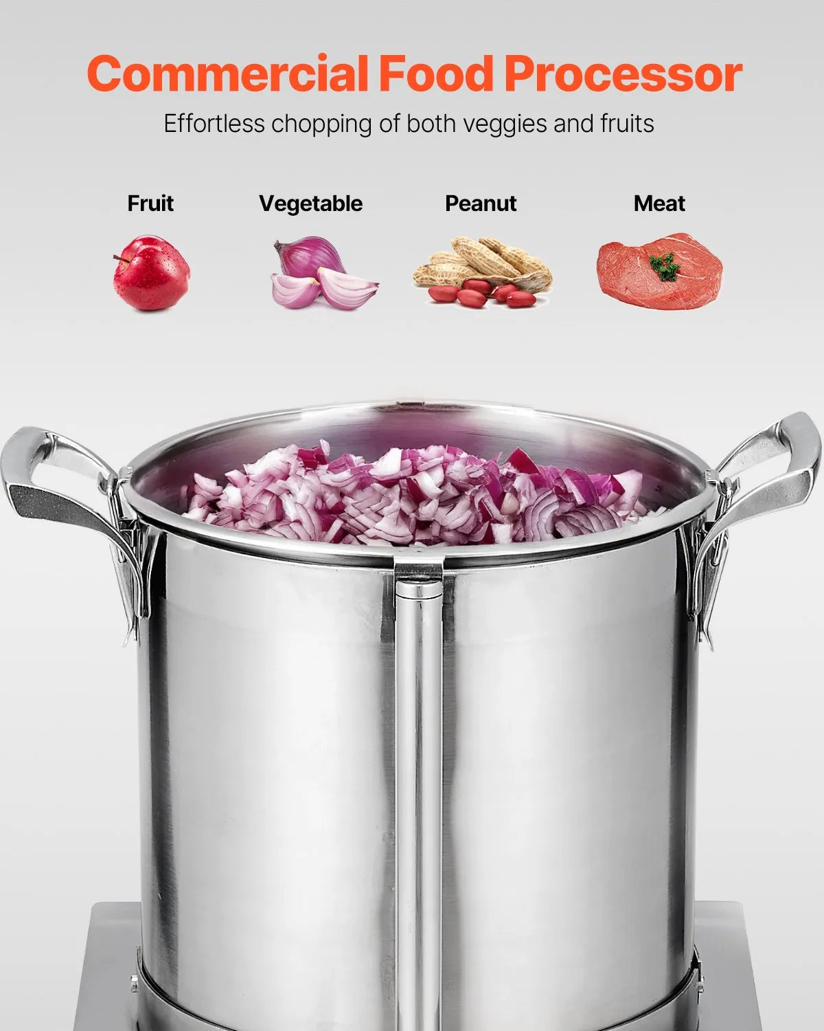 VEVOR Food Processor Vegetable Chopper 10.6Qt Food-Grade Stainless Steel Blender