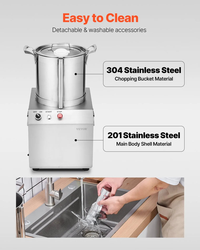 VEVOR Food Processor Vegetable Chopper 10.6Qt Food-Grade Stainless Steel Blender