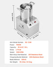 VEVOR Food Processor Vegetable Chopper 10.6Qt Food-Grade Stainless Steel Blender