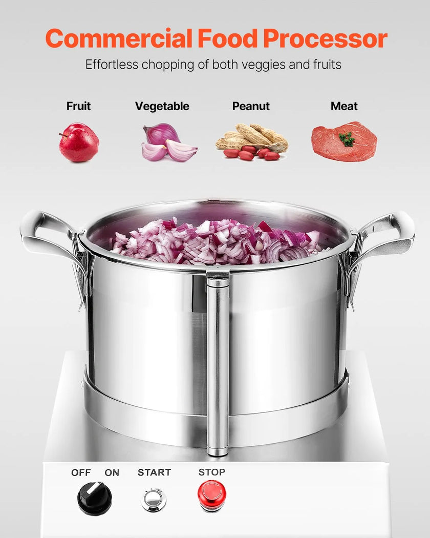 VEVOR Food Processor Vegetable Chopper 6.3Qt Food-Grade Stainless Steel Blender
