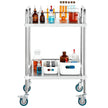 VEVOR Lab Rolling Cart, 2-Shelf Stainless Steel Rolling Cart, Lab Serving Cart with Swivel Casters, Dental Utility Cart for Clinic, Lab,  Hospital, Salon, 15.16