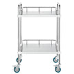 VEVOR Lab Rolling Cart, 2-Shelf Stainless Steel Rolling Cart, Lab Serving Cart with Swivel Casters, Dental Utility Cart for Clinic, Lab,  Hospital, Salon, 15.16