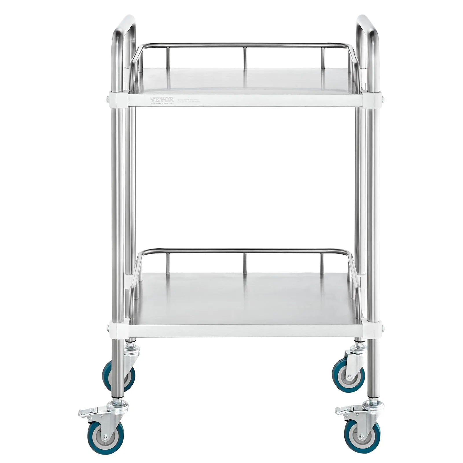 VEVOR Lab Rolling Cart, 2-Shelf Stainless Steel Rolling Cart, Lab Serving Cart with Swivel Casters, Dental Utility Cart for Clinic, Lab,  Hospital, Salon, 15.16