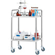 VEVOR Lab Rolling Cart, 2-Shelf Stainless Steel Rolling Cart, Lab Serving Cart with Swivel Casters, Dental Utility Cart for Clinic, Lab,  Hospital, Salon, 15.16