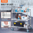 VEVOR Lab Rolling Cart, 3-Shelf Stainless Steel Rolling Cart, Lab Serving Cart with Swivel Casters, Dental Utility Cart for Clinic, Lab,  Hospital, Salon, 26.38