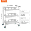 VEVOR Lab Rolling Cart, 3-Shelf Stainless Steel Rolling Cart, Lab Serving Cart with Swivel Casters, Dental Utility Cart for Clinic, Lab,  Hospital, Salon, 26.38
