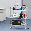 VEVOR Lab Rolling Cart, 3-Shelf Stainless Steel Rolling Cart, Lab Serving Cart with Swivel Casters, Dental Utility Cart for Clinic, Lab,  Hospital, Salon, 26.38