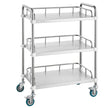 VEVOR Lab Rolling Cart, 3-Shelf Stainless Steel Rolling Cart, Lab Serving Cart with Swivel Casters, Dental Utility Cart for Clinic, Lab,  Hospital, Salon, 26.38