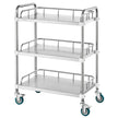 VEVOR Lab Rolling Cart, 3-Shelf Stainless Steel Rolling Cart, Lab Serving Cart with Swivel Casters, Dental Utility Cart for Clinic, Lab,  Hospital, Salon, 26.38