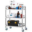 VEVOR Lab Rolling Cart, 3-Shelf Stainless Steel Rolling Cart, Lab Serving Cart with Swivel Casters, Dental Utility Cart for Clinic, Lab,  Hospital, Salon, 26.38