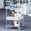 VEVOR Lab Rolling Cart Dental Lab Serving Cart 3 Tiers 1 Drawer Stainless Steel