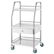 VEVOR Lab Rolling Cart Dental Lab Serving Cart 3 Tiers 1 Drawer Stainless Steel