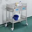 VEVOR Lab Serving Cart Utility Cart with Two-Story Rolling Cart with Two Drawers for Lab Equipment Use Stainless Steel Utility Services (2 Shelves / 2 Drawer)