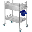 VEVOR Lab Serving Cart Utility Cart with Two-Story Rolling Cart with Two Drawers for Lab Equipment Use Stainless Steel Utility Services (2 Shelves / 2 Drawer)