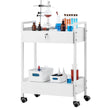 VEVOR Trolley Cart Dental Lab Trolley Steel Mobile Rolling Serving Cart 2 Tiers