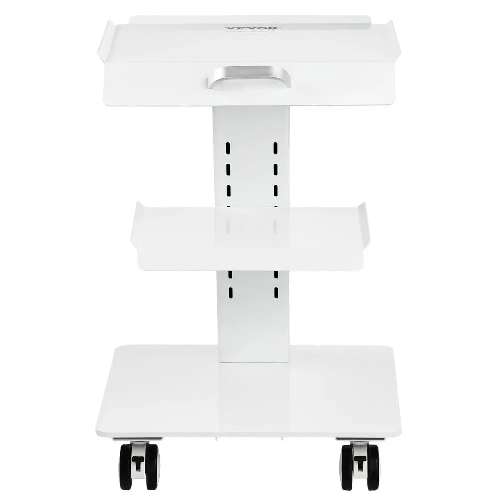 VEVOR Lab Rolling Cart 3-Layer Steel Lab Serving Cart with Wheels 220lb Loading