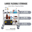 VEVOR Stainless Steel Cart, 3 Layers Lab Utility Cart 400 lbs Weight Capacity, Medical Cart with Lockable Universal Wheels, for Lab, Clinic, Kitchen, Salon