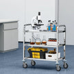 VEVOR Stainless Steel Cart, 3 Layers Lab Utility Cart 400 lbs Weight Capacity, Medical Cart with Lockable Universal Wheels, for Lab, Clinic, Kitchen, Salon