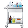VEVOR Medical Cart, 2-Layer Stainless Steel Cart 220 lbs Weight Capacity, Lab Utility Cart with 360° Silent Wheels and a Drawer for Lab, Clinic, Kitchen, Salon