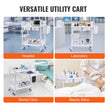 VEVOR 2 Tiers Lab Carts Mobile Medical Cart 2 Trays 2 Drawers 3 Trash Cans White