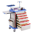 VEVOR 5 Tiers Lab Carts Mobile Medical Cart with 5 Drawers & 2 Trash Cans Blue