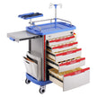 VEVOR 5 Tiers Lab Carts Mobile Medical Cart with 5 Drawers & 2 Trash Cans Blue