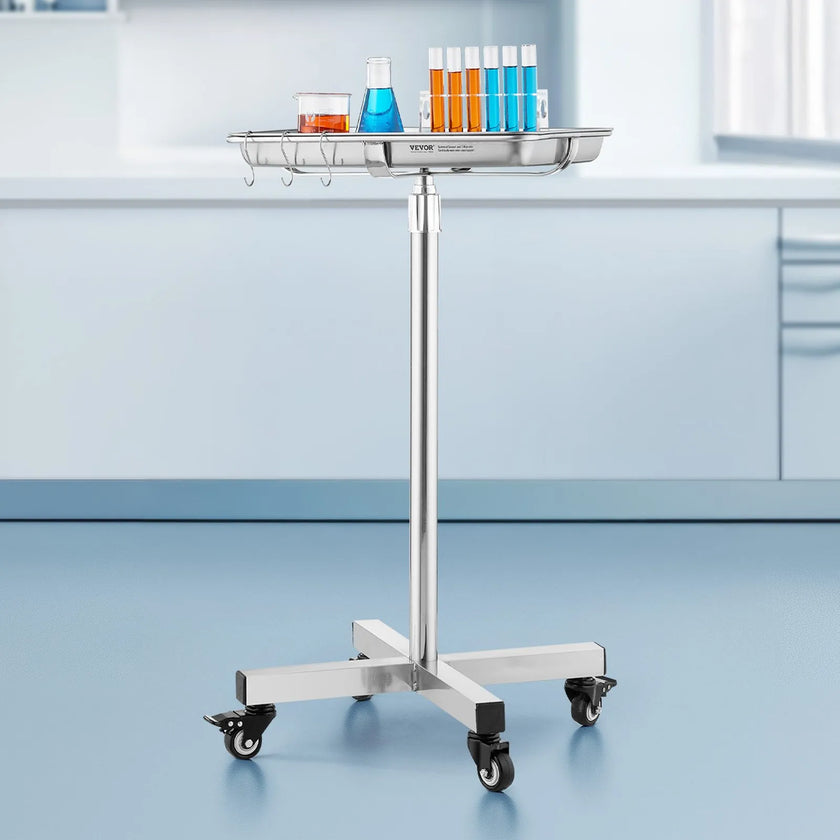VEVOR Mobile Mayo Stand Stainless Steel Mayo Tray 25.2-39.8