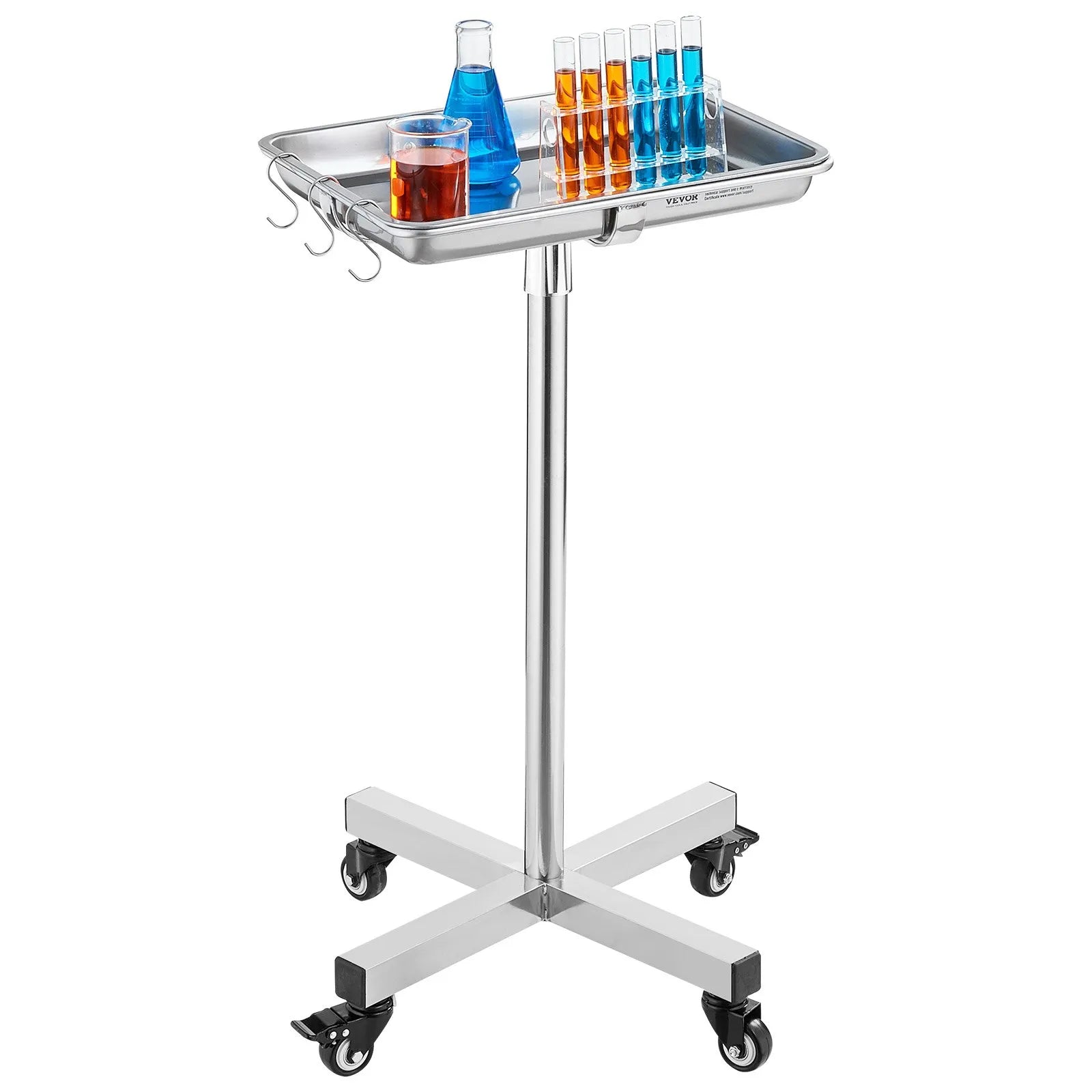 VEVOR Mobile Mayo Stand Stainless Steel Mayo Tray 25.2-39.8