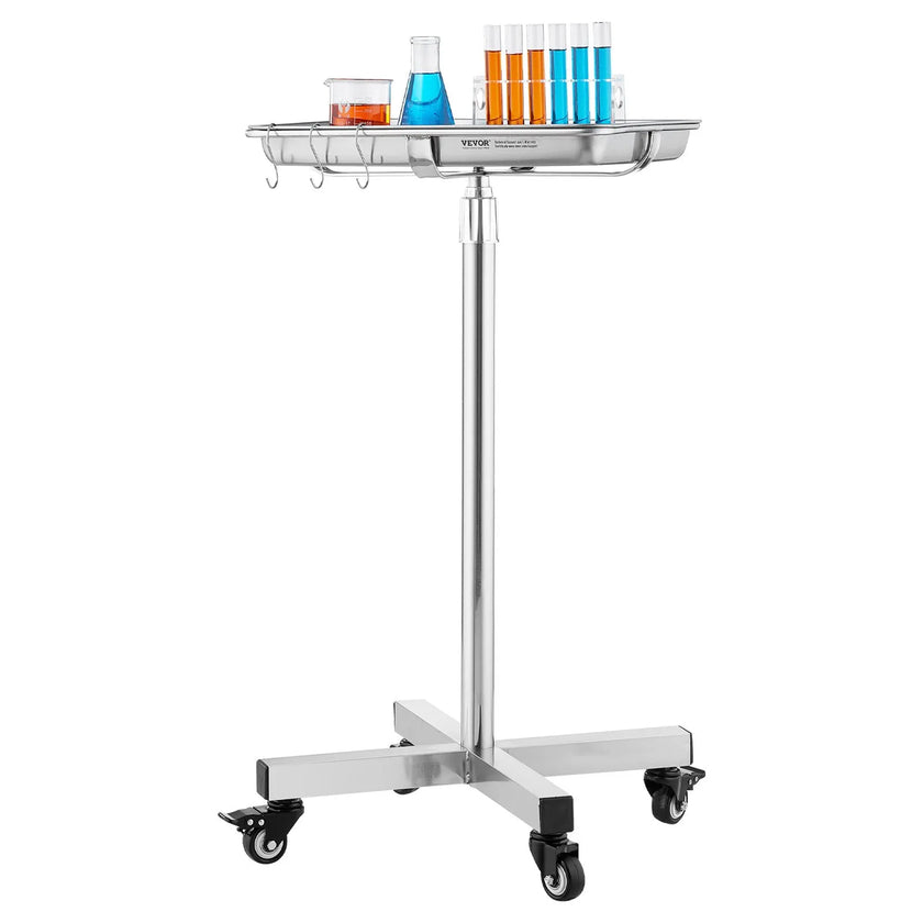 VEVOR Mobile Mayo Stand Stainless Steel Mayo Tray 25.2-39.8