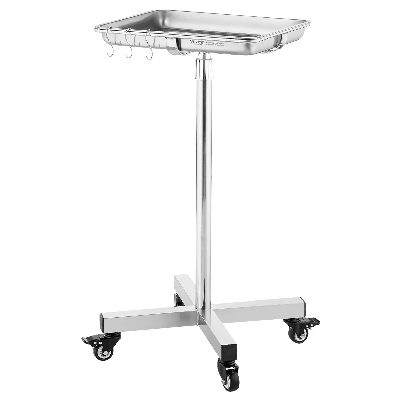 VEVOR Mobile Mayo Stand Stainless Steel Mayo Tray 25.2-39.8