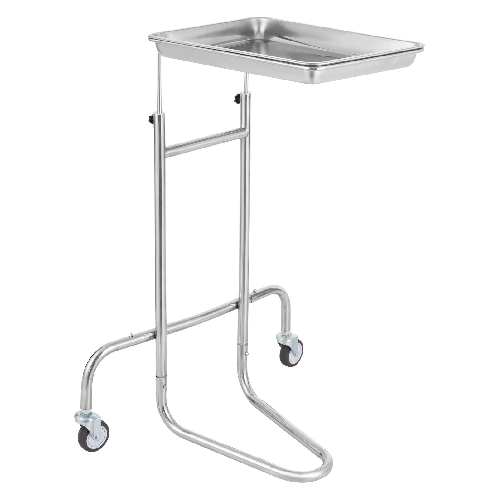 VEVOR Stainless Steel Lab Cart with Single Tray & 2 Silent Wheels for Lab Clinic