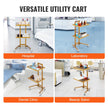 VEVOR 2 Tiers Stainless Steel Lab Carts with 2 Trays & 4 Silent Wheels Golden
