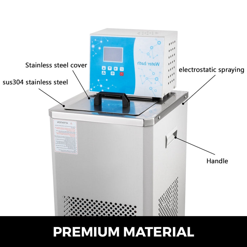VEVOR Laboratory Chiller Circulator 6L Chiller Lab -5? Low Temperature Cooling Liquid Circulator Pump Chiller Lab Recirculating Chiller Water Bath Recirculating Water Cooling Chiller for Laboratory