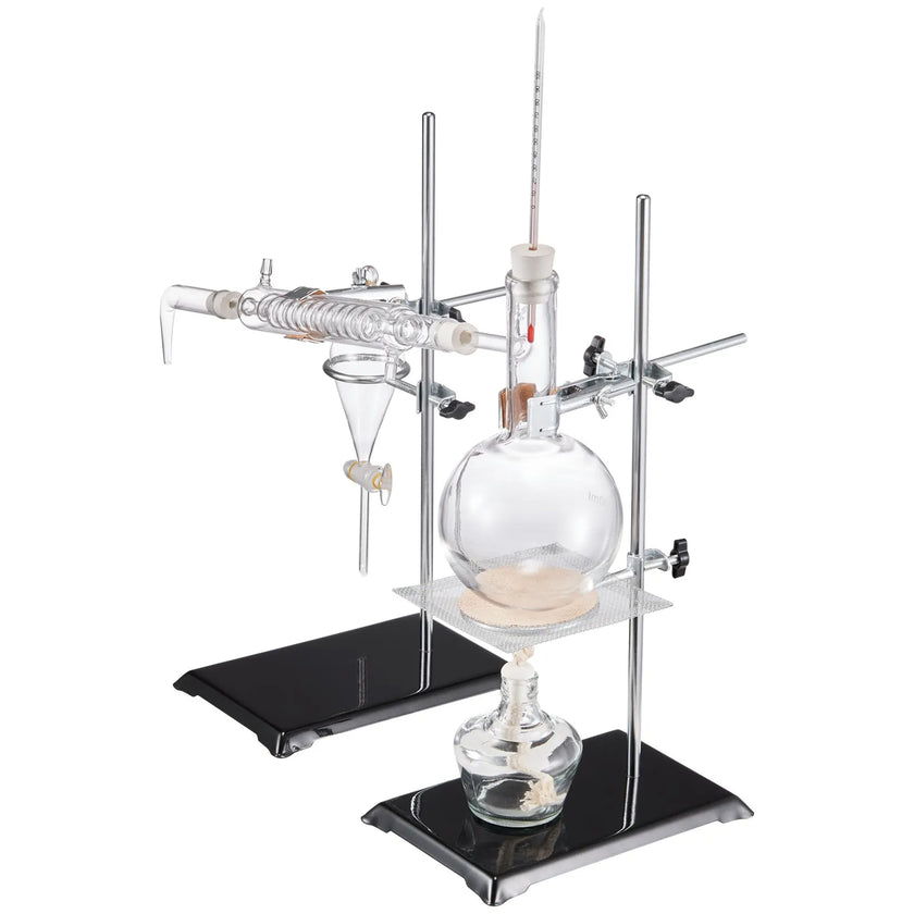 VEVOR Essential Oil Distillation Kit, 500ml Distillation Apparatus, 3.3 Boro Lab Glassware Distillation Kit with Alcohol Lamp, Ceramic Mesh and 24, 40 Joint, 28 pcs Set
