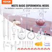 VEVOR Lab Distillation Kit, 3.3 Boro Lab Glassware Distillation Kit with 24, 40 Joint, 1000ml Essential Oil Distillation Apparatus Kit, 29 pcs Set of Glassware Equipment