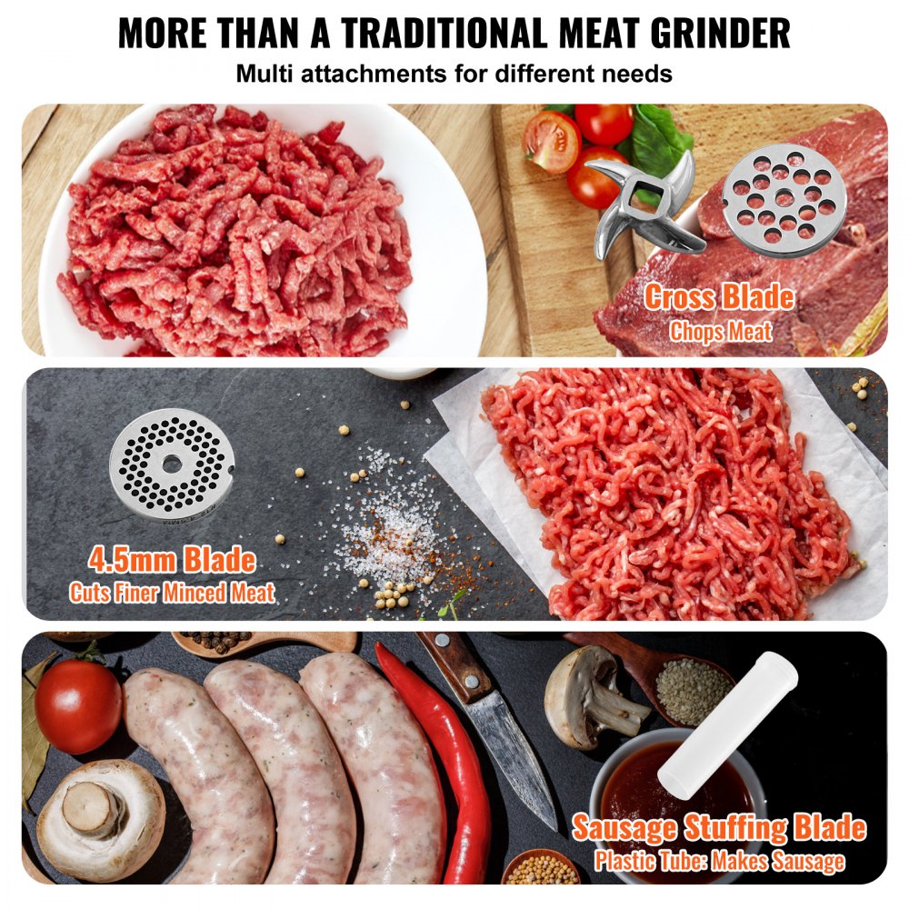 VEVOR Commercial Electric Meat Grinder 7 Lbs/Min Sausage Stuffer Maker Kitchen