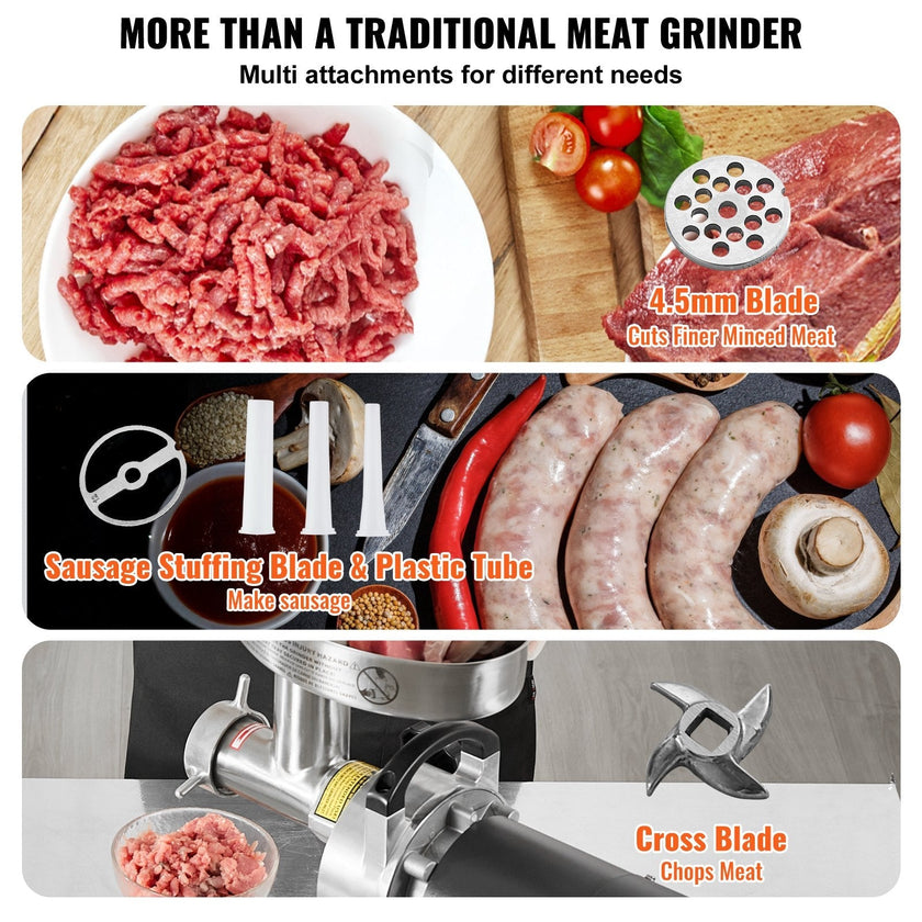 VEVOR Commercial Electric Meat Grinder 9 Lbs/Min Sausage Stuffer Maker Kitchen