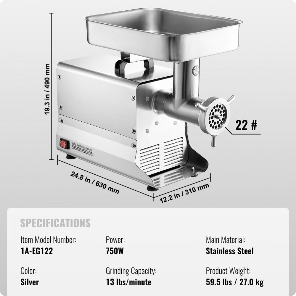 VEVOR Commercial Electric Meat Grinder 13 Lbs/Min Sausage Stuffer Maker Kitchen