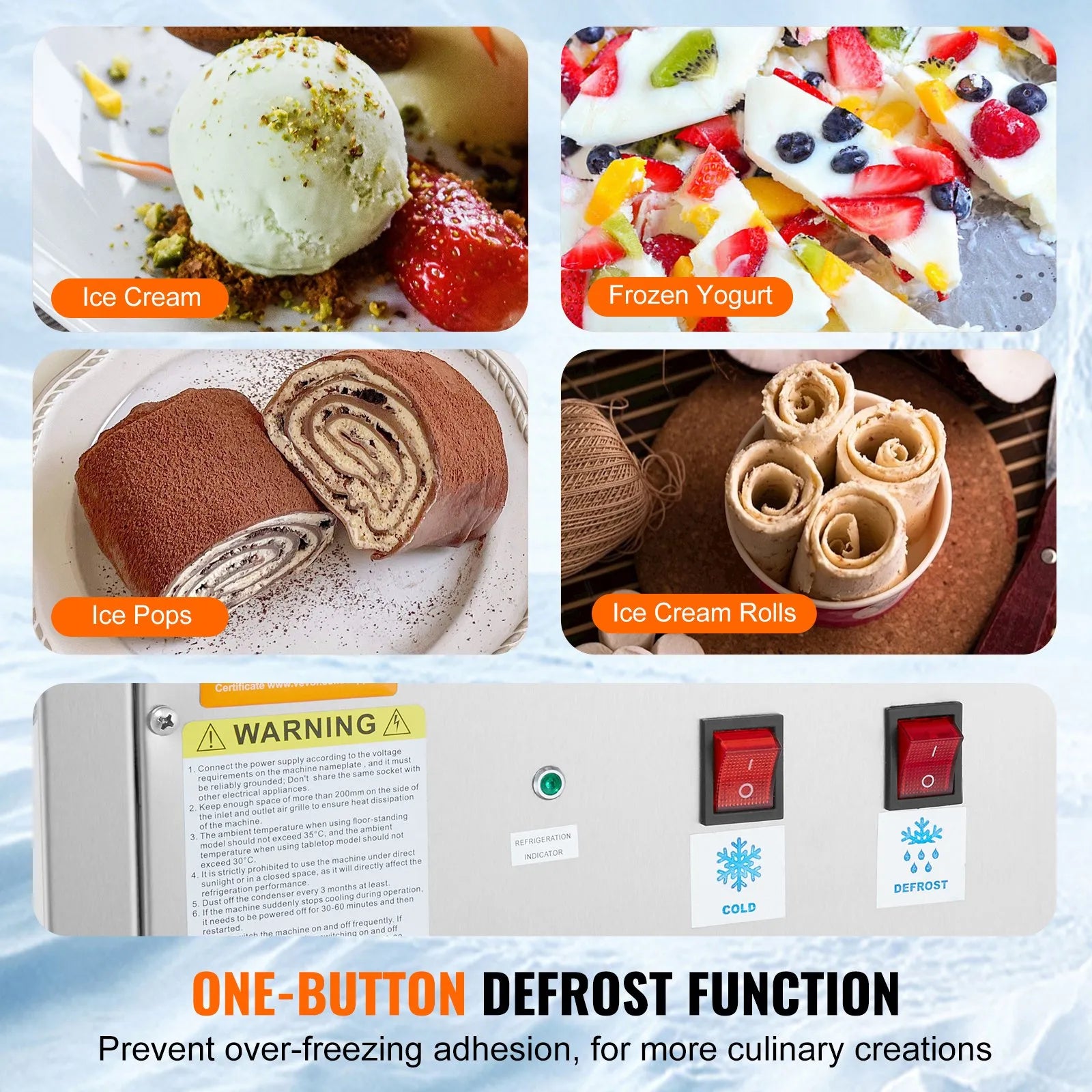 VEVOR Fried Ice Cream Roll Machine, 11
