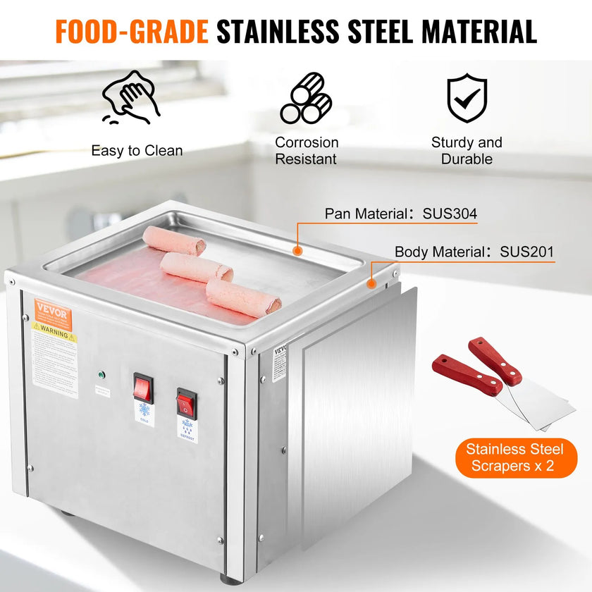 VEVOR Fried Ice Cream Roll Machine, 11