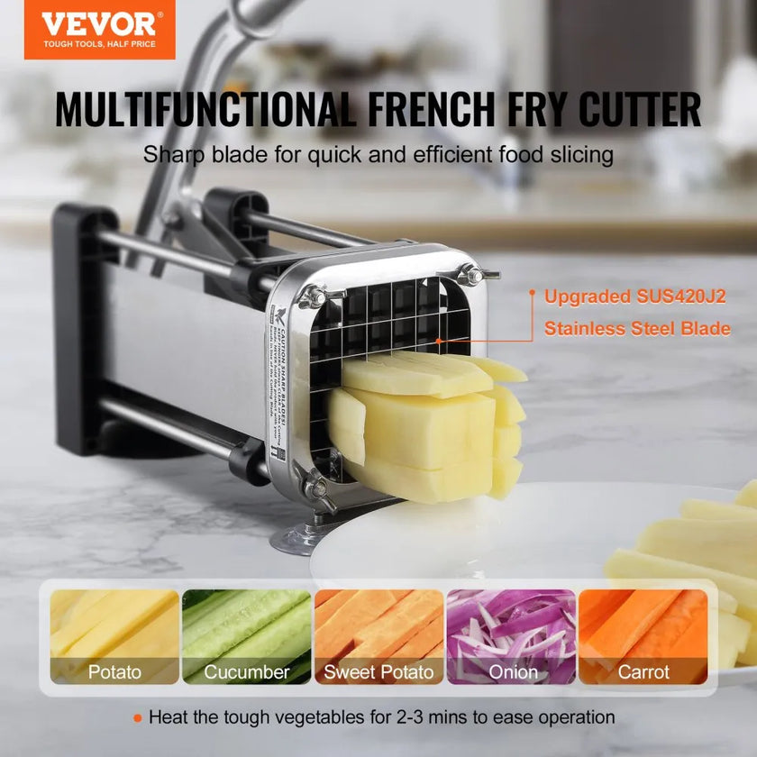 VEVOR French Fry Cutter Stainless Steel Potato Vegetable Slicer Chopper w/ Blade