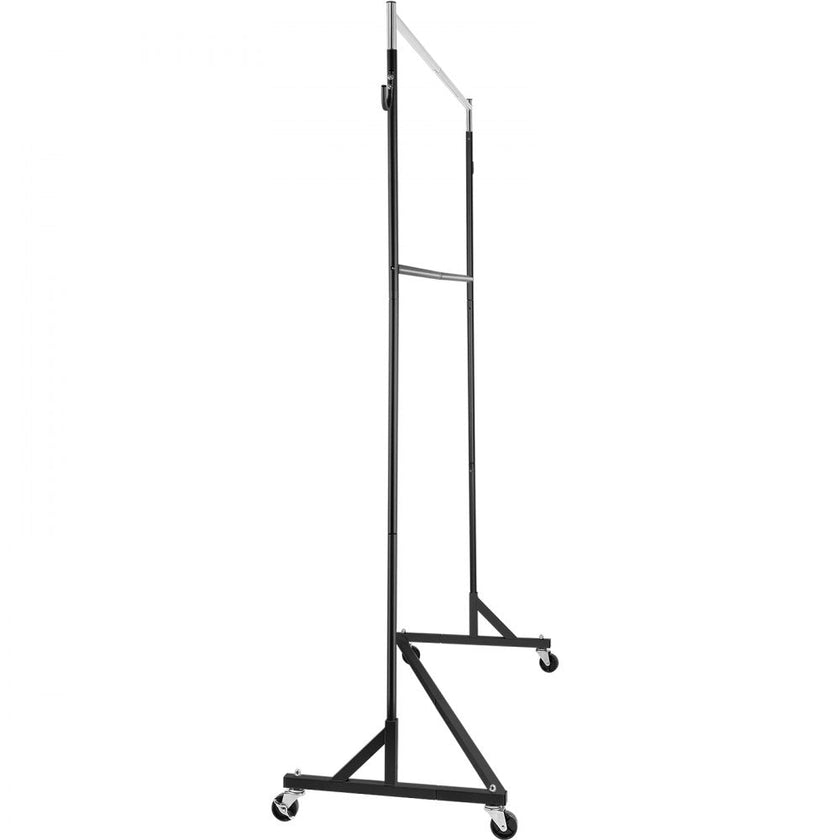 VEVOR Z Rack, Industrial Grade Z Base Garment Rack, Height Adjustable Rolling Z Garment Rack, Sturdy Steel Z Base Clothing Rack w/ Lockable Casters, for Home Clothing Store w/ Add-on Hang Rail Black