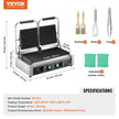 VEVOR Commercial Panini Press Grill Electric Sandwich Maker Griddle Plate 19