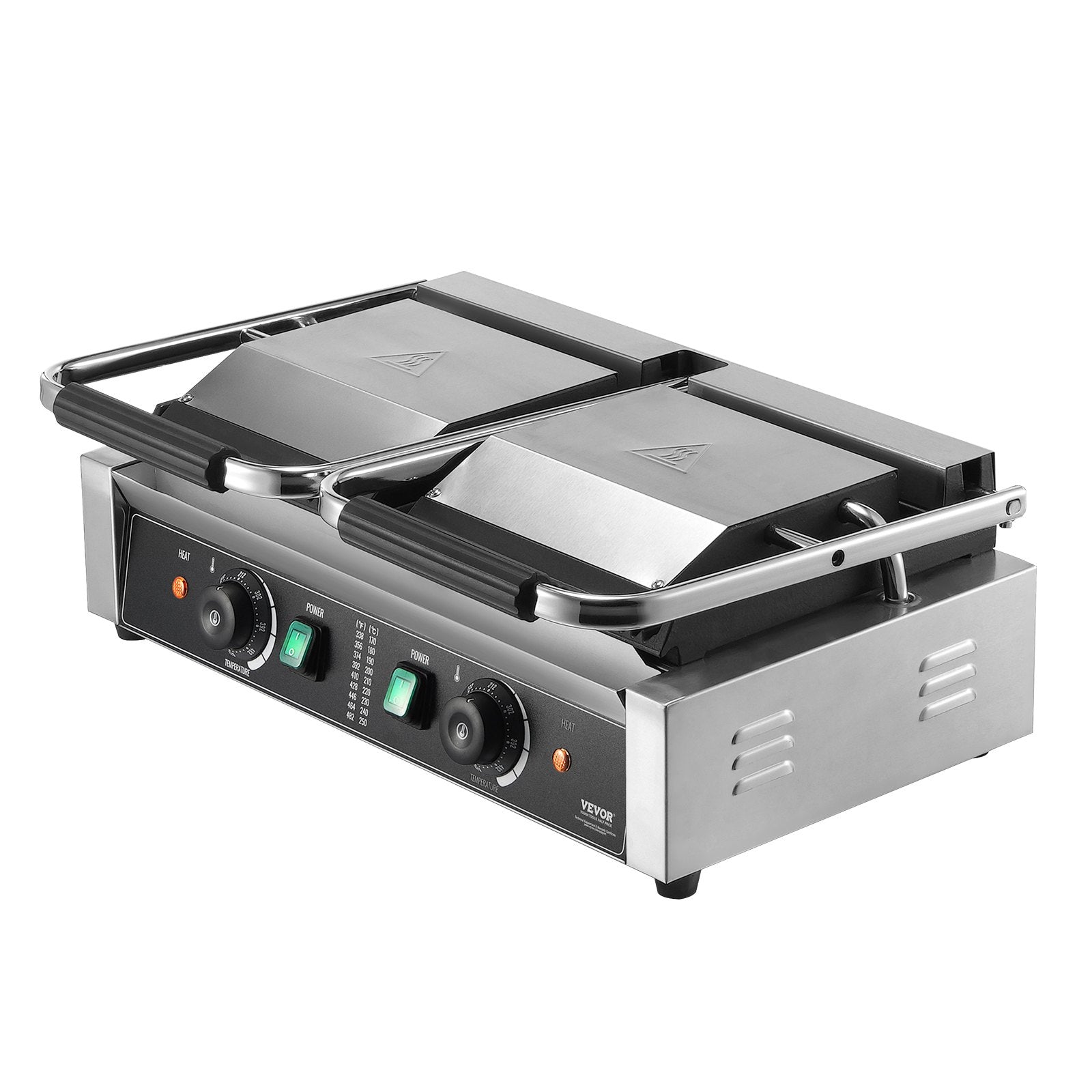 VEVOR Commercial Panini Press Grill Electric Sandwich Maker Griddle Plate 19