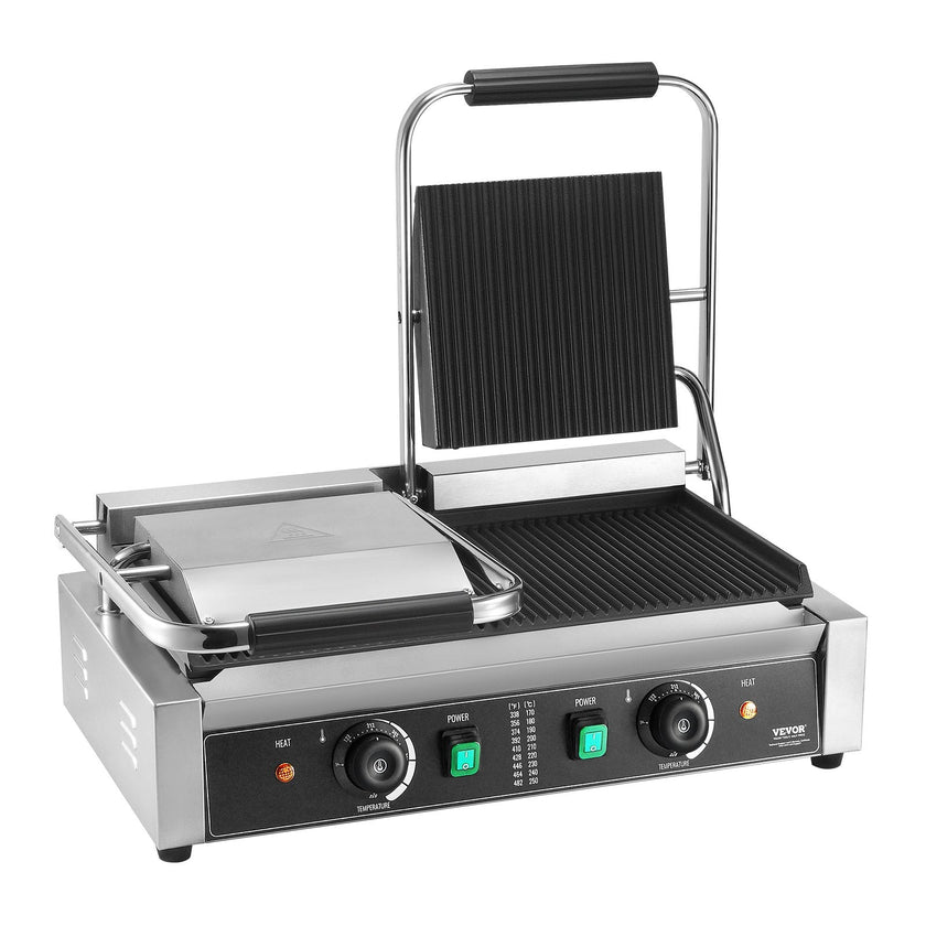 VEVOR Commercial Panini Press Grill Electric Sandwich Maker Griddle Plate 19